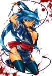  blue_eyes blue_hair breasts chain chains cleavage fingerless_gloves gloves japanese_clothes kunoichi ninja rance_(series) sandals sengoku_rance suzume suzume_(rance) suzume_(sengoku_rance) tattoo thigh-highs thighhighs utsugi_(skydream) 