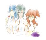  freckles gundam gundam_00 haro johann_trinity michael_trinity nena_trinity red_hair redhead yellow_eyes 