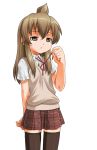  ahoge brown_eyes brown_hair minami-ke minami_chiaki thigh-highs thighhighs umekichi zettai_ryouiki 