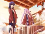  fate/hollow_ataraxia fate/stay_night fate_(series) game_cg glasses japanese_clothes long_hair matou_sakura onsen rider steam takayama_kisai 