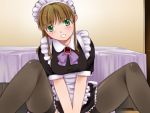  blush game_cg green_eyes kiriyama_taichi maid maid_in_heaven nagisa pantyhose sitting thigh-highs thighhighs 