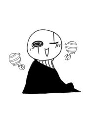 1boy 2021 2d black_coat coat digital_media holding holding_instrument holding_maracas hole_in_hand hollow_eyes humanoid instrument male male_focus male_only maracas monster monster_boy rayman_limbs rinne_(au_hina89470) simple_background solo sweater turtleneck turtleneck_sweater ugoira_conversion undertale uneven_eyes utdr_(toby_fox) w.d._gaster white_background white_sweater