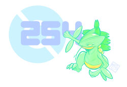  arm_blade colored_sclera colored_skin commentary english_commentary full_body green_skin king-corrupted looking_to_the_side mouth_hold poke_ball_symbol pokedex_number pokemon pokemon_(creature) pokemon_focus running sceptile solo stalk_in_mouth tail weapon white_background yellow_sclera 