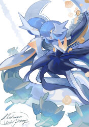  1boy 5girls alternate_color arm_blade arms_up artist_name bare_shoulders black_dress black_gloves blue_hair blush bob_cut chinese_commentary closed_mouth colored_skin commentary commentary_request copyright_name couple dancing dress elbow_gloves english_commentary english_text eye_contact flower gallade gardevoir gloves hair_over_one_eye happy highres holding holding_flower kirlia long_dress looking_at_another mega_gallade mega_gardevoir mega_pokemon mixed-language_commentary mohawk multicolored_hair multiple_girls no_feet one_eye_covered open_mouth orange_eyes orange_flower orange_rose pokemon pokemon_(creature) rose shiny_pokemon short_hair signature smile strapless strapless_dress two-tone_hair weapon white_background white_hair white_skin yueryu_(taroyuer2) 