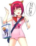  drill gin hairband name_tag one-piece_swimsuit original pink_school_swimsuit red_hair redhead school_swimsuit smile swimsuit takeguchi_nonomi translated 