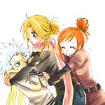  bleach casual forced hitsugaya_toushirou hug inoue_orihime lowres matsumoto_rangiku scarf 