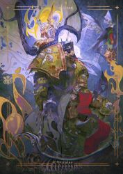  1boy absurdres armor artist_name blue_eyes blurry breastplate censer chain chaos_(warhammer) character_name chromatic_aberration commentary couter cuirass daemon_prince dated death_guard demon_primarch depth_of_field english_commentary from_side full_armor furrowed_brow gauntlets ginias gold_border grey_armor highres holding holding_scythe holding_weapon hood insect_wings leg_armor male_focus mask mortarion nurgle nurgle_(symbol) pauldrons pelvic_curtain poleyn power_armor primarch purple_hood rebreather red_eyes rerebrace respirator roman_numeral scythe shoulder_armor silence_(weapon) skull skull_ornament slime_(substance) solo_focus spiked_armor spiked_hood spiked_poleyn star_(symbol) the_barbaran_plate tongue tongue_out torn_wings warhammer_40k weapon wings 