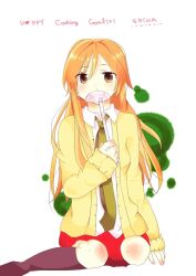 1girl blonde_hair green_eyes green_necktie green_neckwear koufuku_graffiti long_hair school_uniform shiina_(koufuku_graffiti) uniform white_shirt