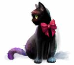  animal bow bowtie cat from_side full_body highres looking_to_the_side no_humans original red_bow simple_background sitting solo white_background youko-shima 