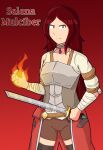  absurdres armor bandages fire highres pertenecientes_al_fuego_(book) pyrokinesis redhead selena_mulciber sword tagme weapon zouponfox 