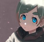  1girl absurdres aqua_eyes brown_background futomayu-chan_(sinohira_rin) green_hair highres jacket looking_at_viewer original portrait shadow short_hair sinohira_rin solo 