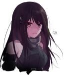  1girl banana bare_shoulders brown_eyes brown_hair cheong_3374 commentary_request food fruit girls_frontline green_hair korean_commentary looking_at_viewer m4a1_(girls_frontline) multicolored_hair portrait ribbed_sweater sketch sleeveless sleeveless_sweater solo streaked_hair sweater white_background 
