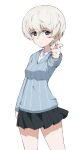  1girl big_hair blonde_hair blue_eyes character_request copyright_request girls_und_panzer kayabakoro keizoku_school_uniform pointing school_uniform solo white_background 