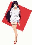  1girl bishoujo_senshi_sailor_moon black_hair blue_eyes breasts closed_mouth earrings highres hino_rei hood hoodie jewelry long_hair looking_at_viewer murata_tefu necklace smile solo thigh-highs 