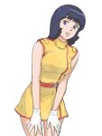  1girl blue_eyes blue_hair breasts dress fa_yuiry gloves gundam kei-co looking_at_viewer short_hair simple_background solo uniform white_background zeta_gundam 