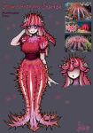  1girl absurdres breasts creature_and_personification crown-of-thorns_starfish full_body highres long_hair matilda_fiship monster_girl original personification shirt short_sleeves solo spikes standing starfish starfish_girl tentacle_hair violet_eyes 