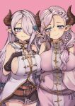  2girls absurdres blue_eyes braid breasts demon_horns draph granblue_fantasy hair_ornament highres horns large_breasts laruna_(granblue_fantasy) light_purple_hair low_tied_hair mother_and_daughter multiple_girls narmaya_(granblue_fantasy) pointy_ears ppyumeuleulu single_braid 