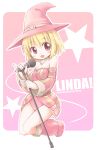  emudon emurin fantasy_earth_zero microphone microphone_stand pink pink_background witch 