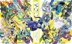  6+girls \n/ album_cover altaria aqua_eyes aurorus ball barefoot bird black_boots black_hair black_sclera blonde_hair blue-tinted_eyewear blue_gloves blue_hair boots breakdance briefcase bright_pupils brown_hat bug_miku_(project_voltage) character_doll chatot clefairy closed_eyes closed_mouth colored_sclera commentary_request confetti copyright_name cover dark_miku_(project_voltage) doll dragon_miku_(project_voltage) dress electric_miku_(project_voltage) fairy_miku_(project_voltage) fighting_miku_(project_voltage) fingerless_gloves fire fire_bird_(skeledirge) fire_miku_(project_voltage) flygon flying_miku_(project_voltage) food ghost_miku_(project_voltage) gloves grass_miku_(project_voltage) green_hair green_skirt ground_miku_(project_voltage) hat hatsune_miku highres holding holding_briefcase holding_food holding_pom_poms holding_spring_onion holding_umbrella holding_vegetable ice_miku_(project_voltage) jacket jigglypuff jirachi kricketune lapras long_hair long_tongue meloetta meloetta_(aria) miraidon mismagius multicolored_hair multicolored_pantyhose multiple_girls non-humanoid_robot normal_miku_(project_voltage) obstagoon official_art one_eye_closed open_clothes open_jacket open_mouth pantyhose parasol pink_hair pixel_eyes poison_miku_(project_voltage) poke_ball_theme pokemon pokemon_(creature) pom_pom_(cheerleading) primarina project_voltage psychic_miku_(project_voltage) purple_hair red_hair red_jacket robot robot_dragon rock_miku_(project_voltage) rotom rotom_(normal) second-party_source shirt shoes short_sleeves sirfetch'd skeledirge skirt smile spring_onion steel_miku_(project_voltage) sunglasses tanlines tinted_eyewear tongue tongue_out toxtricity toxtricity_(amped) twintails two-tone_hair umbrella unworn_eyewear unworn_hat unworn_headwear vegetable vocaloid water_miku_(project_voltage) white_dress white_hat white_pupils white_shirt white_shoes yellow-framed_eyewear yellow_eyes 