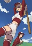  baseball baseball_bat baseball_uniform blonde_hair fuchida_kazuhiro glasses original sportswear thigh-highs thighhighs 