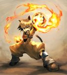  brown_hair cat_ears cat_tail cat_tails dragon_quest_dai_no_daibouken element_bender fire higashi orange_eyes tail 