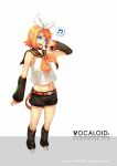  blonde_hair blue_eyes bow hair_bow hand_on_ear kagamine_rin mound_of_venus musical_note open_mouth short_hair simple_background siro smile speech_bubble spoken_musical_note vocaloid 