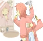  extra_arms female hair_brush hair_dryer lowres monster_girl morning multi_arm multi_limb multitasking pink_hair reflection spider_girl toothbrush 