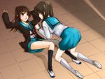  genderswap koizumi_itsuki koizumi_itsuki_(female) kyon kyonko lying multiple_girls school_uniform suzumiya_haruhi_no_yuuutsu 