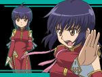  awa bakugan bakugan_battle_brawlers blue_hair blush brown_eyes chan_lee china_dress chinadress chinese chinese_clothes detached_sleeves lowres oekaki open_mouth ribbon 