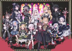 6+girls :d ahoge aiguillette ammunition_pouch animal_ear_headphones animal_ears arm_belt arm_tattoo armband asymmetrical_footwear asymmetrical_gloves asymmetrical_legwear asymmetrical_sleeves bandaged_arm bandaged_hand bandages bandaid bandaid_on_leg bare_shoulders bat_wings belt belt_collar beret bib_collar bird_hat_ornament black_bow black_bowtie black_capelet black_choker black_coat black_dress black_flower black_gloves black_hair black_hat black_hood black_jacket black_kimono black_mask black_nails black_pants black_pantyhose black_ribbon black_rose black_shirt black_shoes black_skirt black_socks black_sweater black_tank_top blonde_hair blue_bow blue_dress blue_eyes blue_hair blue_hairband blue_necktie blue_skirt bonnet bow bow_flower bowtie braid braided_hair_rings butterfly_hair_ornament butterfly_hat_ornament capelet cat_ear_headphones cat_ears cellphone center_frills ceremonial_sword_(manosaba) checkered_sleeves chest_sarashi choker classic_lolita coat collar collared_coat collared_dress collared_shirt colored_inner_hair colored_tips commentary_request contrast_collar crescent crescent_necklace cross cross-laced_clothes cross-laced_dress cross_earrings cross_ornament crossed_bangs crown cuffs curtained_hair deerstalker diamond_hair_ornament dress dress_bow earrings epaulettes everyone eyeball_hair_ornament fake_animal_ears fire_poker fishnet_sleeves fishnets flower flower-trimmed_dress flower-trimmed_shorts flower-trimmed_skirt flower-trimmed_sleeves footwear_bow frilled_capelet frilled_choker frilled_dress frilled_hairband frilled_skirt frilled_sleeves frilled_socks frills furisode furrowed_brow gauze_on_arm giorgio_(yo_sumire_sola1) gloves goggles goggles_on_headwear gothic_lolita gradient_hair green_bonnet green_bow green_eyes green_shoes grey_eyes grey_hair grey_vest gun hair_between_eyes hair_bow hair_flower hair_ornament hair_over_one_eye hair_ribbon hair_rings hairband hand_on_headwear hasumi_leia hat hat_bow hat_flower hat_ornament hat_ribbon headphones heterochromia high_collar highres hikami_meruru holding holding_phone holding_weapon housho_margo jacket jacket_partially_removed japanese_clothes jewelry jogasaki_noah kimono kurobe_nanoka layered_dress layered_skirt leg_belt lolita_fashion lolita_hairband long_hair long_skirt long_sleeves loose_socks mahou_shoujo_no_majo_saiban mask mini_crown mismatched_footwear mole mole_under_eye mouth_mask multi-tied_hair multicolored_eyes multicolored_hair multiple_girls nail_polish natsume_an-an neck_ribbon necklace necktie nikaido_hiro o-ring o-ring_thigh_strap off-shoulder_dress off-shoulder_sweater off_shoulder one_eye_covered open_mouth orange_eyes orange_nails orange_streaks overskirt pants pantyhose phone pink_eyes pink_hair plaid_clothes plaid_dress plaid_skirt pleated_skirt polka_dot polka_dot_bow polka_dot_skirt pouch priestess red_armband red_bow red_eyes red_flower red_hair red_necktie red_skirt ribbon rifle rose saeki_miria sakuraba_ema sarashi sash sawatari_coco shackles shirt shito_alisa shoes short_hair shorts shoulder_sash side_capelet single_bare_shoulder single_leg_pantyhose skirt skirt_under_dress skull sleeve_bow sleeveless sleeveless_coat sleeveless_shirt sleeves_past_fingers sleeves_past_wrists smartphone smile socks stained_glass standing streaked_hair striped_clothes striped_pantyhose striped_sleeves stuffed_animal stuffed_cat stuffed_toy sweater tachibana_sherry tank_top tattoo thigh_strap tono_hanna top_hat tulip twintails two-tone_dress v-shaped_eyebrows veil vest violet_eyes wa_lolita weapon white_bow white_dress white_flower white_gloves white_hair white_pants white_pantyhose white_ribbon white_rose white_shirt white_shoes white_shorts white_skirt white_sleeves white_socks white_tulip white_veil wide_sleeves winged_hat wings x_hair_ornament yellow_bow yellow_eyes yellow_flower yellow_rose