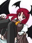  devil_wings head_wings koakuma red_hair redhead thighhighs touhou wings yuzukineko 
