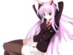  arao arms_behind_head black_legwear blazer bunny_ears lavender_hair long_hair rabbit_ears red_eyes reisen_udongein_inaba thighhighs touhou zettai_ryouiki 