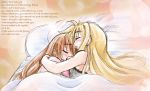  bed cuddling english fate_testarossa hug long_hair mahou_shoujo_lyrical_nanoha mahou_shoujo_lyrical_nanoha_strikers multiple_girls sleeping takamachi_nanoha very_long_hair yuri 