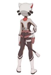  1girl animal_ears belt boots fake_animal_ears fake_tail from_behind gloves gun helmet highres magical_girl mahou_shoujo_ikusei_keikaku mahou_shoujo_ikusei_keikaku_restart official_art second-party_source solo spacesuit tail transparent_background weapon yumenoshima_genopsycho 