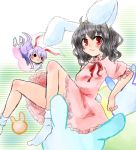  animal_ears bunny_ears chibi inaba_tewi rabbit_ears reisen_udongein_inaba socks touhou 