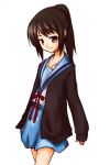 genderswap kyon kyonko ponytail school_uniform solo suzumiya_haruhi_no_yuuutsu 