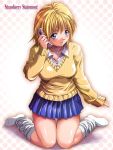  blue_eyes cellphone ichigo_100 ichigo_100_percent kogal loose_socks mujoh nishino_tsukasa phone shinozuka_jouji shinozuka_jyouji short_hair socks 