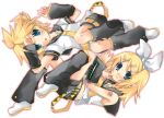  blue_eyes hekicha kagamine_len kagamine_rin open_mouth siblings twins vocaloid 