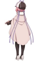  1girl black_thighhighs bow capelet detec_bell detective from_behind hair_ornament hat highres magical_girl mahou_shoujo_ikusei_keikaku mahou_shoujo_ikusei_keikaku_restart official_art pink_hair purple_bow ribbon second-party_source shoes thigh-highs transparent_background 