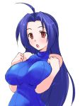  blue_hair breasts huge_breasts idolmaster long_hair miura_azusa red_eyes sleeveless sleeveless_turtleneck turtleneck 