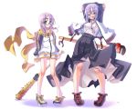  baseball_bat bat duplicate glasses japanese_clothes miko nail_bat original purple_hair sakuya_tsuitachi 