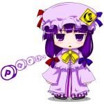  bow chibi chipika flat_gaze hair_bow hat patchouli_knowledge purple_eyes purple_hair silhouette touhou 