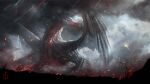  absurdres ancalagon ckgoksoy clouds cloudy_sky commentary dragon english_commentary giant giant_monster highres monster no_humans red_theme signature silmarillion sky 