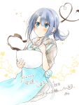  adachi_sakura adachi_to_shimamura apron black_hair blue_eyes chocolate cooking highres medium_hair usashiro_mani valentine 