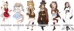  6+girls anchovy_(girls_und_panzer) animal_costume animal_ears apron asymmetrical_bangs bangs bare_legs bare_shoulders black_hair blonde_hair blue_dress blue_eyes blunt_bangs blush boots bow braid brown_eyes brown_footwear brown_hair bunny_tail carpaccio_(girls_und_panzer) character_name choker collared_shirt cup darjeeling_(girls_und_panzer) denim denim_shorts dress eyebrows_visible_through_hair fake_animal_ears frilled_dress frills girls_und_panzer girls_und_panzer_senshadou_daisakusen! green_eyes green_hair hair_between_eyes hat high_heels highres holding holding_cup holding_mask holding_saucer japanese_clothes kay_(girls_und_panzer) kimono legs mask multiple_girls nishi_kinuyo nishizumi_maho official_art open_mouth puffy_short_sleeves puffy_sleeves rabbit_ears red_apron red_bow red_ribbon ribbon saucer shirt short_dress short_shorts short_sleeves shorts smile strappy_heels swept_bangs tail teacup thighs tongue tongue_out top_hat white_background white_dress white_footwear white_kimono white_legwear 