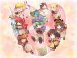  ! !! 2boys 6+girls :3 :d acolyte_(ragnarok_online) alpaca armored_boots bangs bell biretta blonde_hair blue_eyes blush boots brown_eyes brown_footwear brown_gloves brown_hair brown_legwear brown_pants brown_shirt capelet cassock closed_mouth commentary_request cross deviruchi_hat eighth_note emoticon eyebrows_visible_through_hair full_body gloves green_hair hair_between_eyes hat heart hizukiryou holding_hands long_hair long_sleeves looking_at_another looking_at_viewer magic medium_hair multiple_boys multiple_girls musical_note nurse_cap open_mouth pants pantyhose pointy_ears poring ragnarok_online red_eyes redhead riding shirt shoes short_hair skirt slime_(creature) smile syringe white_capelet white_skirt 
