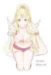  1girl armor blonde_hair breasts cape final_fantasy final_fantasy_iv green_eyes highres long_hair looking_at_viewer ponytail rosa_farrell shoulder_armor simple_background smile solo white_background 