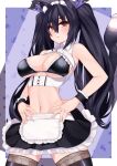  1girl alternate_costume angry animal_ears bare_shoulders black_hair blush breasts cat_ears cat_tail dura enmaided hair_ribbon highres large_breasts long_hair looking_at_viewer maid navel neptune_(series) noire red_eyes ribbon solo tail thigh-highs twintails wrist_cuffs 