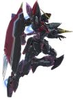  blitz_gundam clenched_hand daigouzi green_eyes gundam gundam_seed holding holding_shield mecha mobile_suit science_fiction shield solo v-fin white_background 