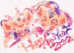  2022 :d alternate_color closed_mouth commentary_request facepaint happy happy_new_year highres looking_up new_year no_humans oharu-chan open_mouth orange_eyes paintbrush pokemon pokemon_(creature) shinx shiny_pokemon smile tongue traditional_media 